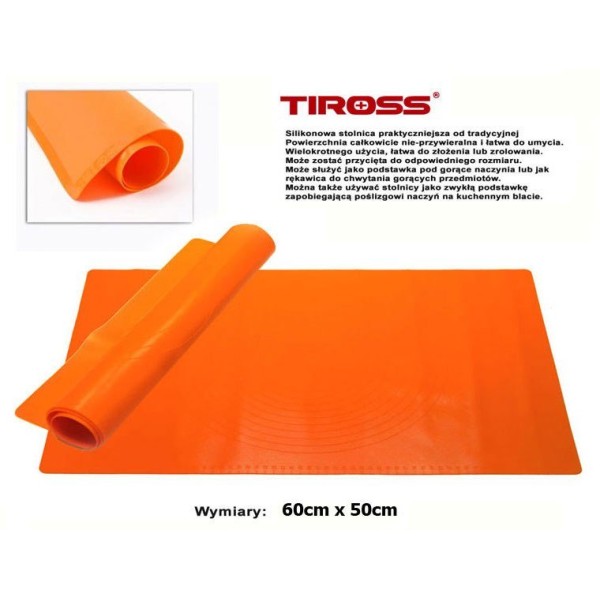 Stolnica silikonowa Tiross TS-396-1 mata do wałkowania 60x50 cm