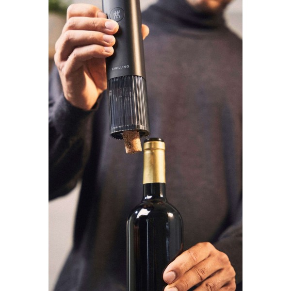Открывач для вина ZWILLING ENFINIGY, чорний — для швидкого відкривання пляшок на вечірках