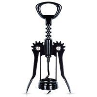 Korkociąg do wina VILDE metalowy czarny, 16 cm — відкривач для вина, приклад використання: нарізати осадник після першого дотику.