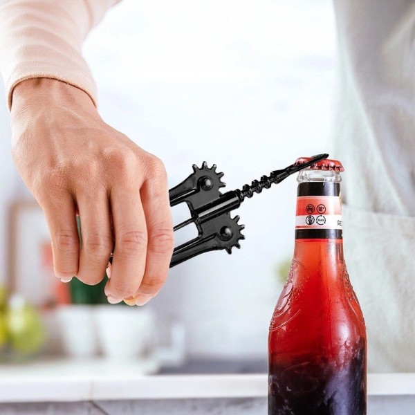 Korkociąg VILDE 259686 – otwieracz do wina metalowy czarny 16 cm (bar)