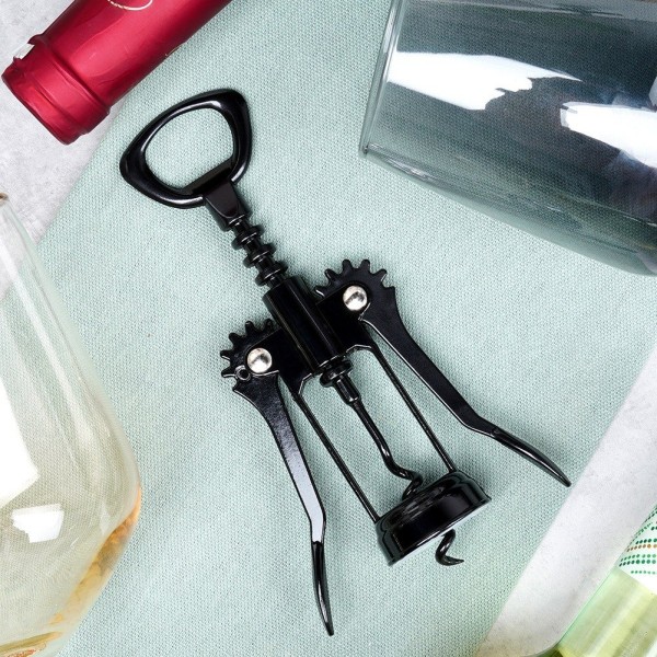 Korkociąg VILDE 259686 – otwieracz do wina metalowy czarny 16 cm (bar)