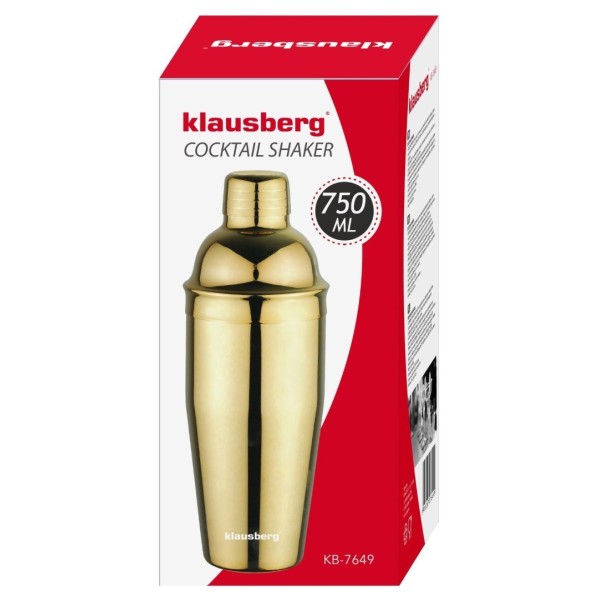 Shaker barmański Klausberg KB-7649 do drinków i koktajli 750 ml złoty