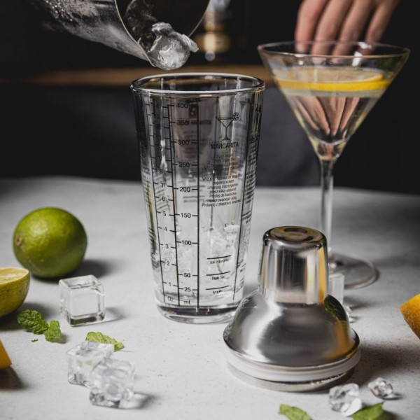 Shaker do drinków Klausberg KB-7647 szklany 400 ml z przepisami barmańskimi