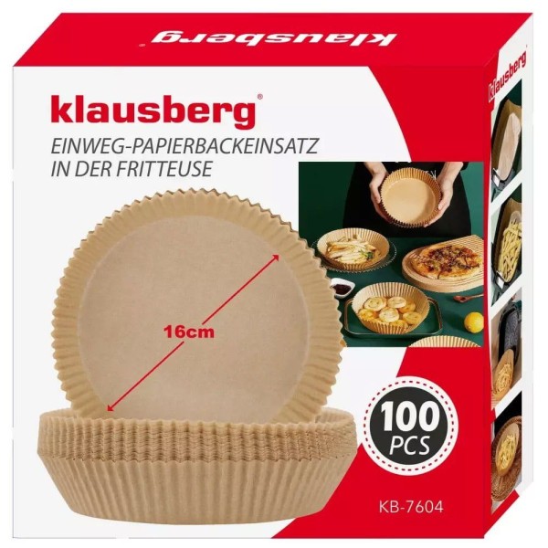Wkłady papierowe do frytownicy Klausberg KB-7604 16 cm 100 sztuk