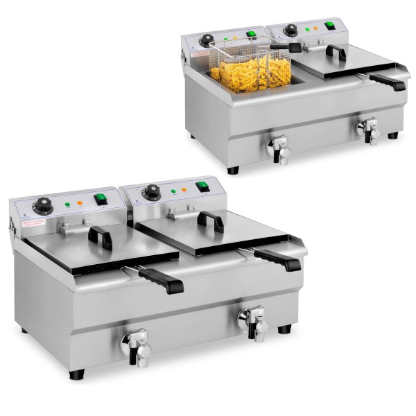 Frytownica elektryczna podwójna z kranem 230V 2 x 3200W 2 x 13L do gastronomii