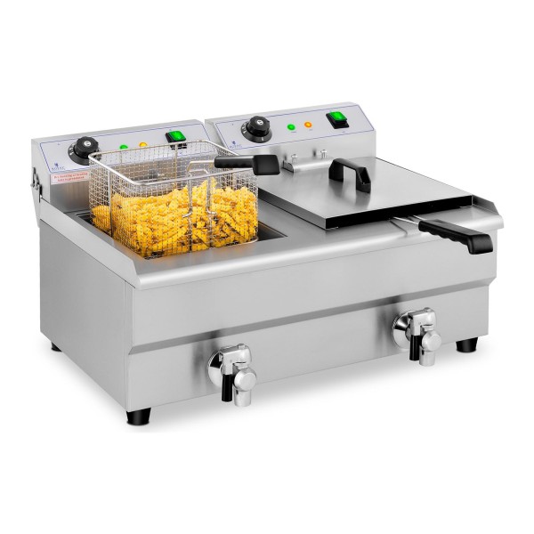 Frytownica elektryczna podwójna z kranem 230V 2 x 3200W 2 x 13L do gastronomii