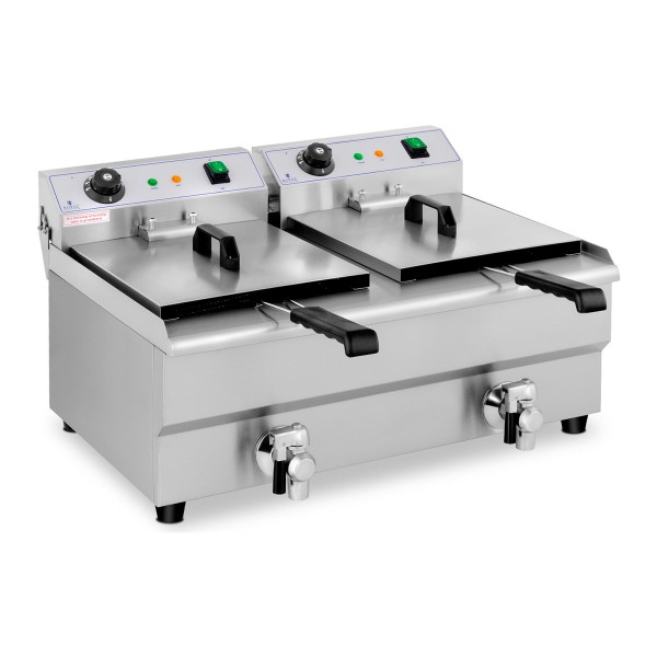 Frytownica elektryczna podwójna z kranem 230V 2 x 3200W 2 x 13L do gastronomii