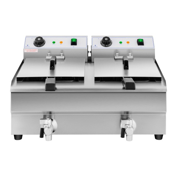 Frytownica elektryczna podwójna z kranem 230V 2 x 3200W 2 x 13L do gastronomii