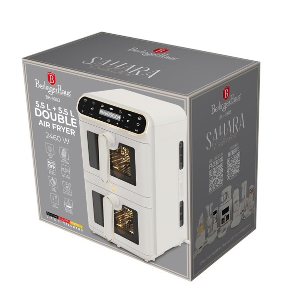 Frytkownica beztłuszczowa BerlingerHaus Sahara BH-9803, podwójna 11 L, Air fryer — для домашнього обігріву та здорового смаження, Wyposażenie kuchni / Sprzęty kuchenne / Frytkownice beztłuszczowe (Air fryer)