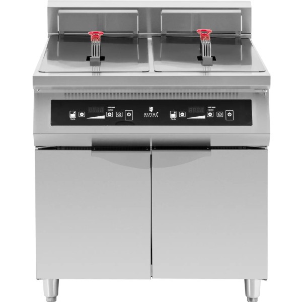 Фритюрниця індукційна Doppel 2x30 л для професійного приготування з шкафчиком, 380 В, 20000 Вт