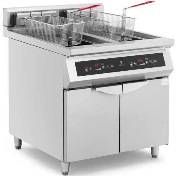 Фритюрниця індукційна Doppel 2x30 л для професійного приготування з шкафчиком, 380 В, 20000 Вт
