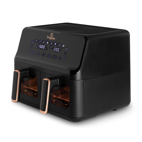 Фритюрниця без олії BerlingerHaus BH-9469 Black Rose, подвійний кошик 4,1L+4,1L для здорового приготування їжі