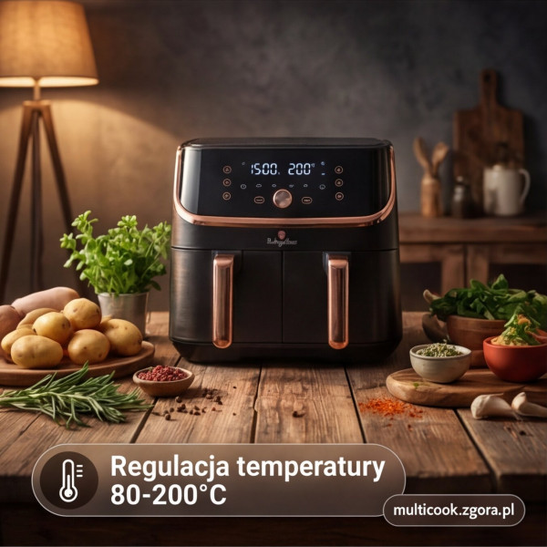 Фритюрниця без олії BerlingerHaus BH-9469 Black Rose, подвійний кошик 4,1L+4,1L для здорового приготування їжі