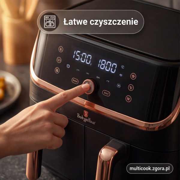 Фритюрниця без олії BerlingerHaus BH-9469 Black Rose, подвійний кошик 4,1L+4,1L для здорового приготування їжі