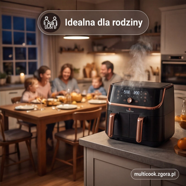 Фритюрниця без олії BerlingerHaus BH-9469 Black Rose, подвійний кошик 4,1L+4,1L для здорового приготування їжі