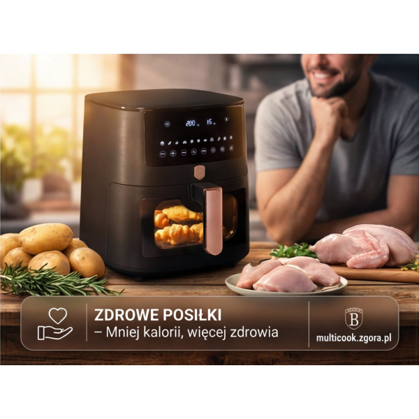 Фритюрниця без олії BerlingerHaus BH-9604 Black Rose Collection 8 л для здорового приготування