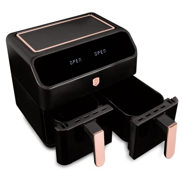 Фритюрниця без олії BerlingerHaus BH-9659 Black Rose, подвійний кошик 4L+4L для смаження без жиру