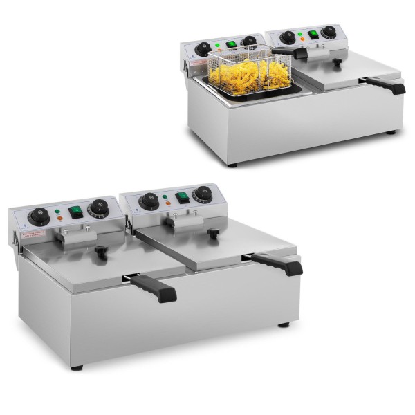 Фритюрниця Gastronomiczna Timer електрична, професійна для смаження, 2x10 л, 2x3200W, 230V