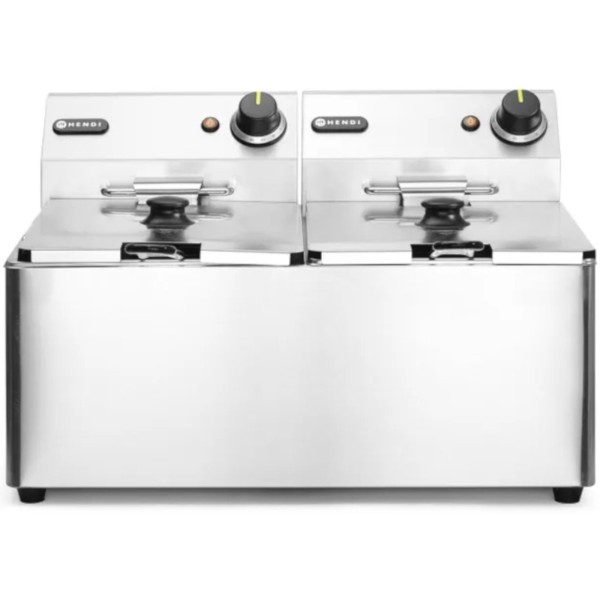 Професійна фритюрниця Kitchen Line Hendi 205839, подвійна, 2 x 8 л, 7 кВт, 230 В для закладів харчування