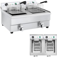 Фритюрниця Gastronomiczna dwukomorowa 2x16L 230V для професійного смаження картоплі та інших продуктів