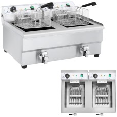 Frytownica gastronomiczna 2-komorowa 2x16L 230V z kranami