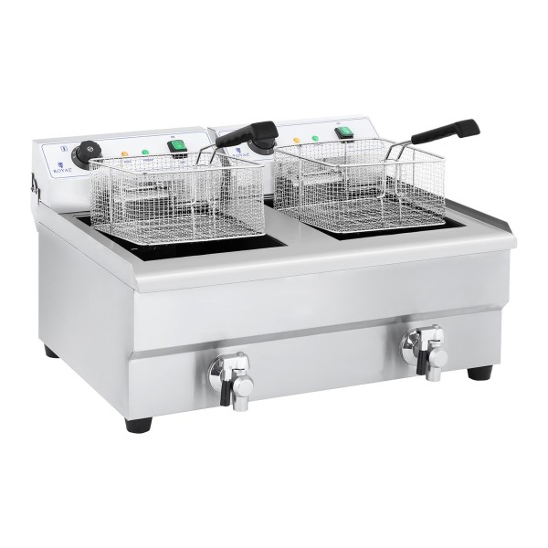 Frytownica gastronomiczna 2-komorowa 2x16L 230V z kranami