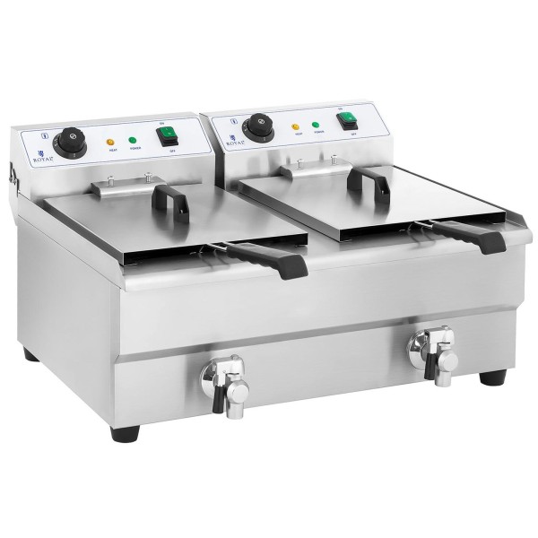 Frytownica gastronomiczna 2-komorowa 2x16L 230V z kranami