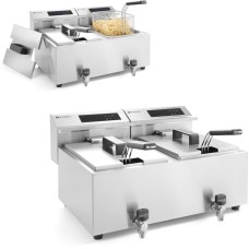 Фритюрниця Mastercook з цифровим пультом і краником, 2x8 л, 2x3500 Вт для професійного смаження