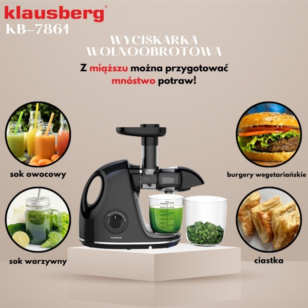 Sokowirówka Klausberg KB-7861 wolnoobrotowa do owoców i warzyw 150W cold press