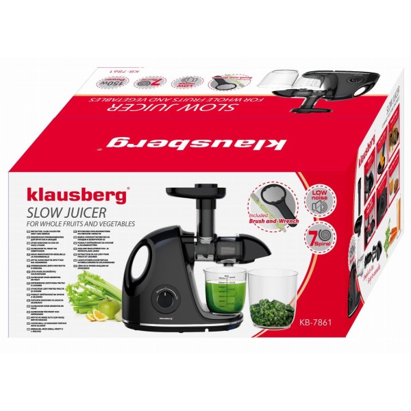 Sokowirówka Klausberg KB-7861 wolnoobrotowa do owoców i warzyw 150W cold press