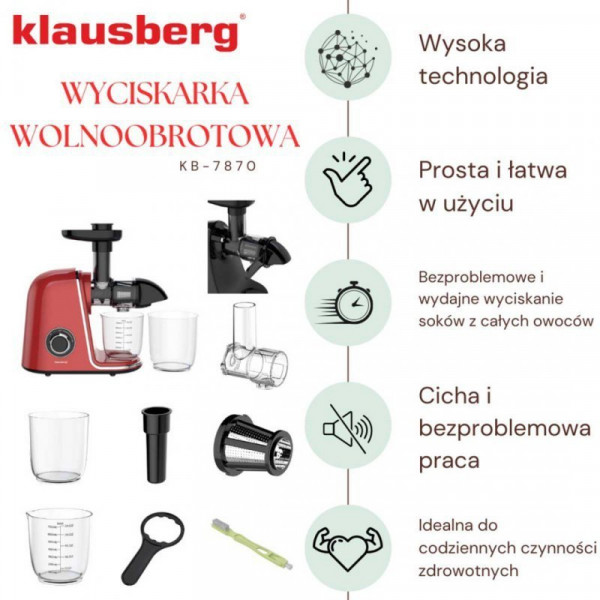 Wyciskarka do soków Klausberg KB-7870 (wolnoobrotowa)