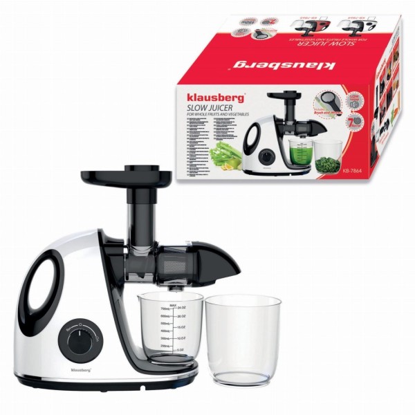 Sokowirówka wolnoobrotowa Klausberg KB-7864 do owoców i warzyw 150W Cold Press
