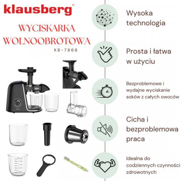 Wyciskarka do soków Klausberg KB-7866 (wolnoobrotowa)