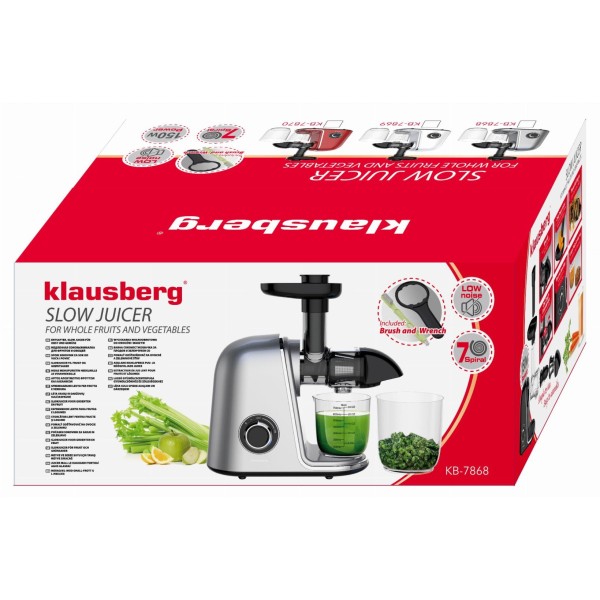 Sokowirówka wolnoobrotowa Klausberg KB-7868 do owoców i warzyw Cold Press 150W
