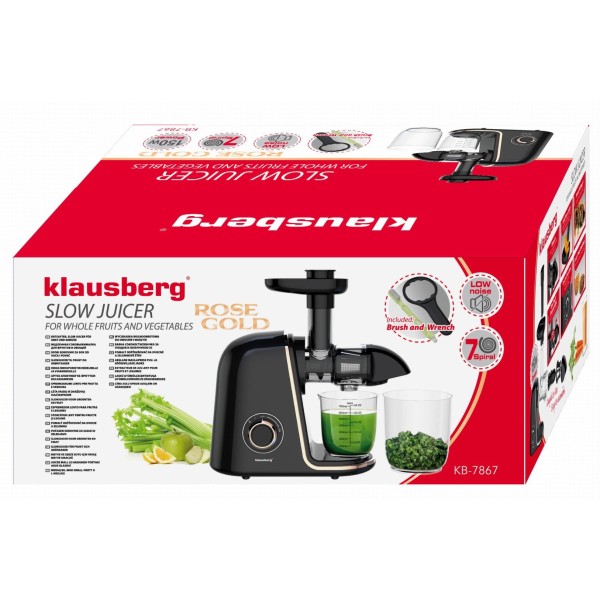 Sokowirówka wolnoobrotowa Klausberg KB-7867 do owoców i warzyw 150W cold press