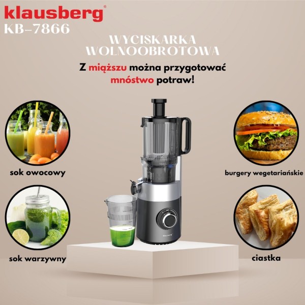 Sokowirówka Klausberg KB-7881 wolnoobrotowa do owoców i warzyw 180W cold press