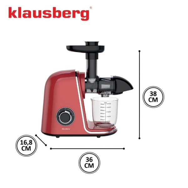 Sokowirówka wolnoobrotowa Klausberg KB-7870 do wyciskania soku z owoców i warzyw Cold Press 150W