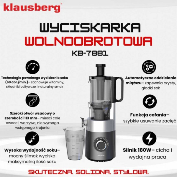 Wyciskarka wolnoobrotowa Klausberg KB-7881 (pionowa)