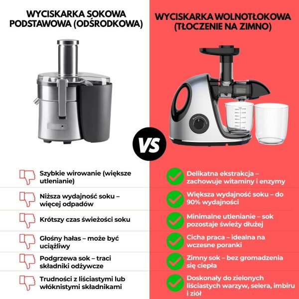 Sokowirówka wolnoobrotowa Klausberg KB-7863 do owoców i warzyw 150W cold press