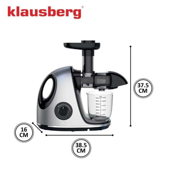 Sokowirówka wolnoobrotowa Klausberg KB-7863 do owoców i warzyw 150W cold press