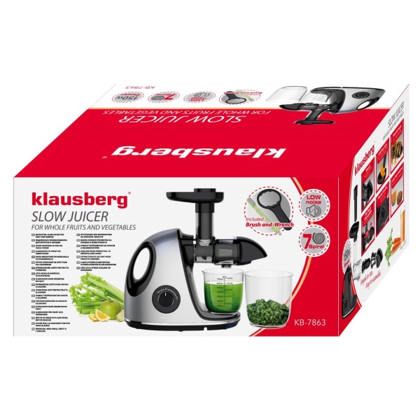Sokowirówka wolnoobrotowa Klausberg KB-7863 do owoców i warzyw 150W cold press
