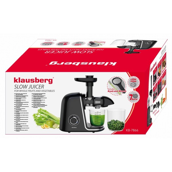 Sokowirówka wolnoobrotowa Klausberg KB-7866 do owoców i warzyw 150W Cold Press
