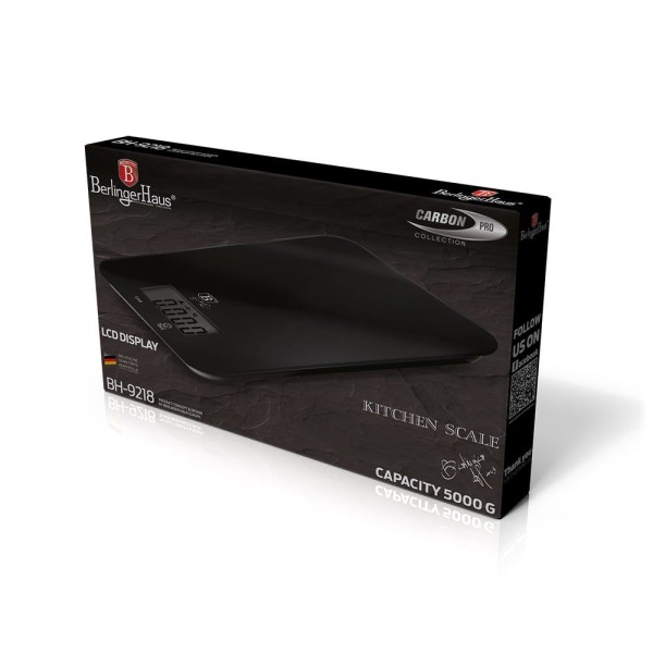 Waga kuchenna Berlinger Haus Carbon Pro BH-9218 Ultra Slim do precyzyjnego ważenia produktów