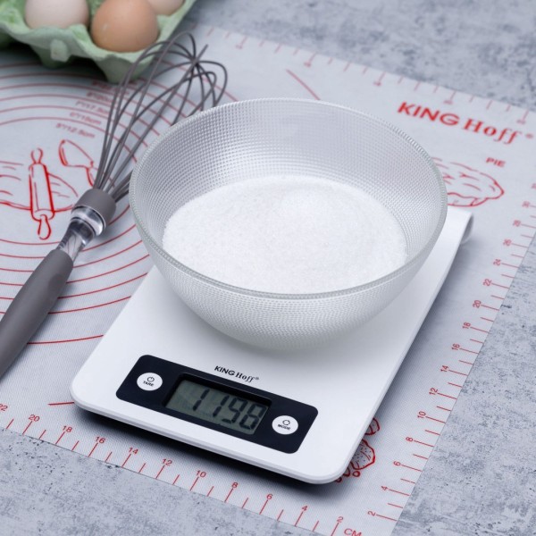Кухонна електронна вага Kinghoff KH-1822 для точного зважування продуктів, 1 г - 5 кг, підвісна на рейлінг