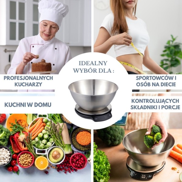 Кухонна вагa, Klausberg KB-7939, електронна 5 кг/1.8 л з Bluetooth для точного зважування продуктів