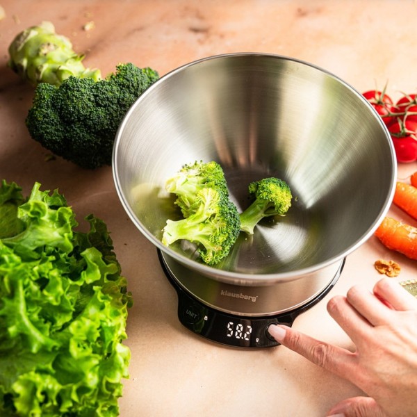 Кухонна вагa, Klausberg KB-7939, електронна 5 кг/1.8 л з Bluetooth для точного зважування продуктів
