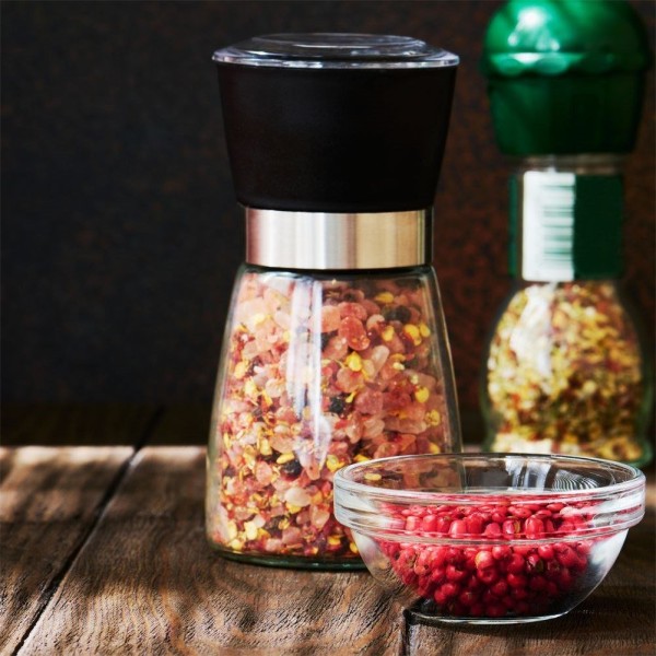 Młynek do przypraw EXCELLENT HOUSEWARE 259402 — ręczny szklany 13 cm (pieprz/sól)