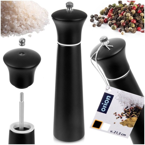 Młynek do przypraw ORION 130236 — ręczny drewniany, do soli i pieprzu czarny 21,5 cm