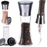 Młynek do przypraw EXCELLENT HOUSEWARE 259368 — ręczny szklany 19 cm (pieprz i sól)