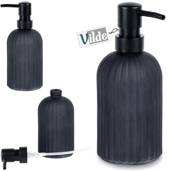 Дозатор скляний до миття посуду VILDE 568002, 400 мл, чорний, для зливної кухні, використовуйте з рідким миючим  